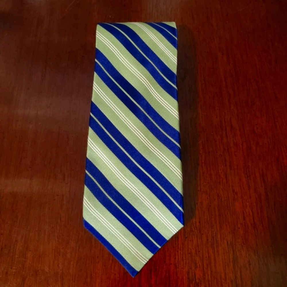 Chaps - Blue and Green Striped - Silk Tie